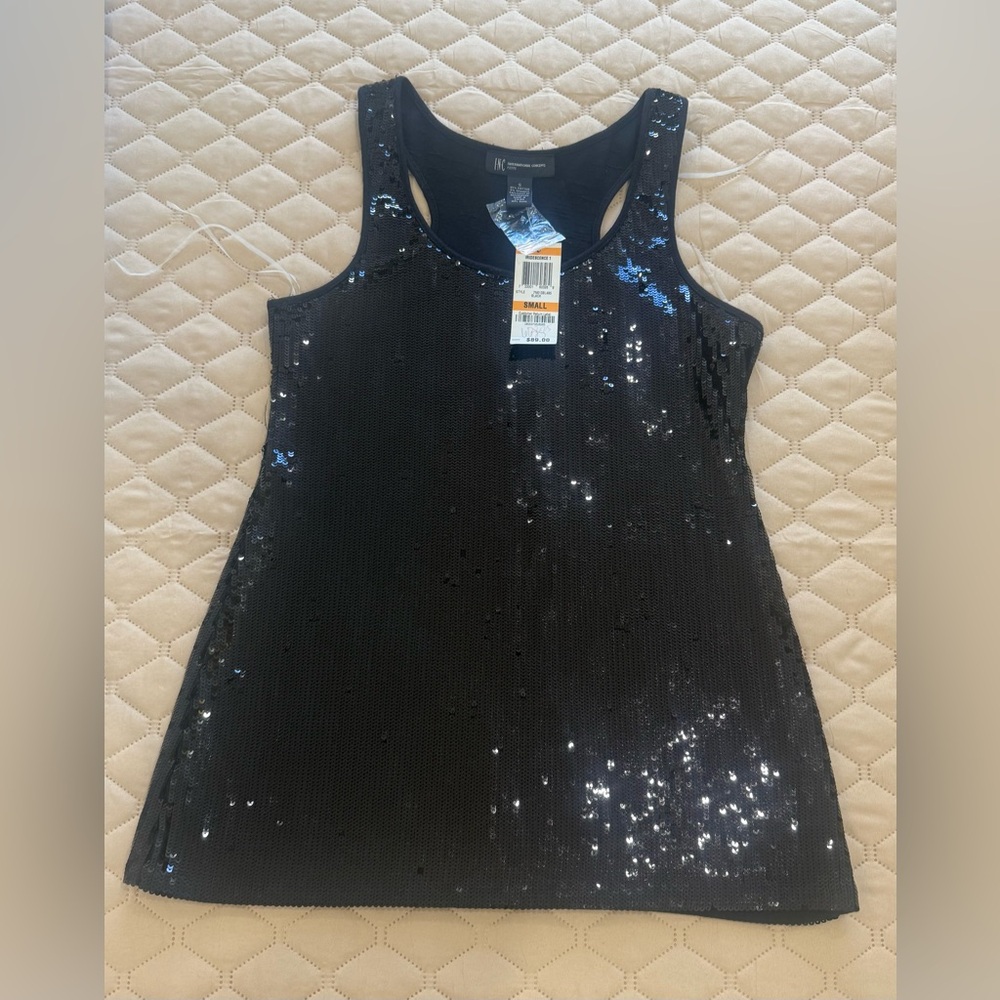 INC International Concepts Black Sequin Sleeveless Dress